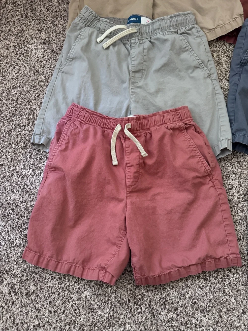 Old Navy Boys XLarge Pull-On Shorts — Pink, khaki, Tan, Blue, Gray, Burgundy